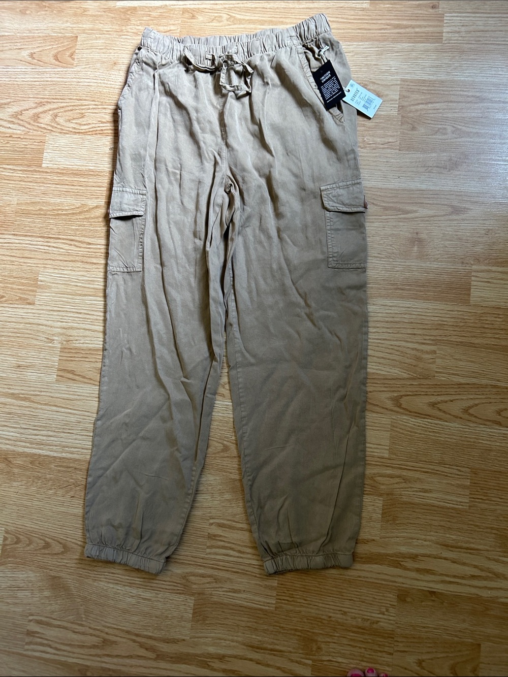 Tan Cargo Jogger Pants - Casual Elastic Waist